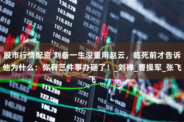 股市行情配资 刘备一生没重用赵云，临死前才告诉他为什么：你有三件事办砸了！_刘禅_曹操军_张飞